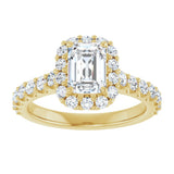 14K Yellow Gold 7x5 mm Emerald 5/8 CTW Natural Diamond Semi-Set Engagement Ring