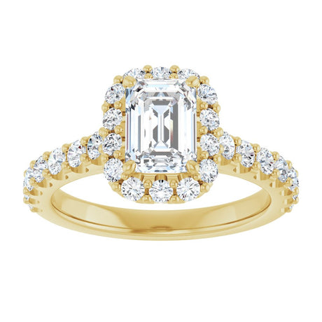 14K Yellow Gold 7x5 mm Emerald 5/8 CTW Natural Diamond Semi-Set Engagement Ring