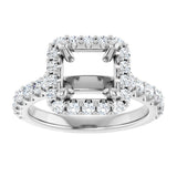 14K White Gold 6.5x6.5 mm Square 5/8 CTW Natural Diamond Semi-Set Engagement Ring