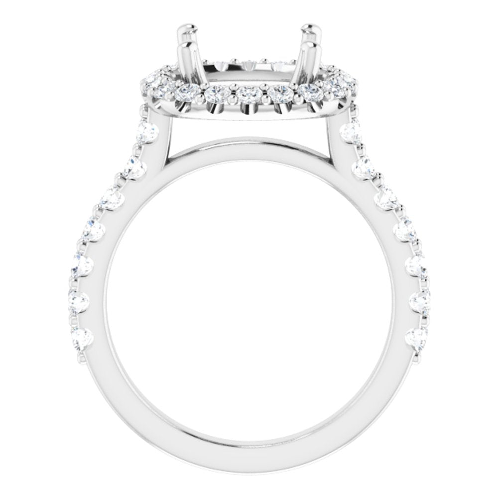 14K White Gold 9x9 mm Cushion 7/8 CTW Lab-Grown Diamond Semi-Set Engagement Ring