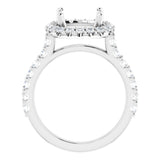 14K White Gold 9x9 mm Cushion 7/8 CTW Lab-Grown Diamond Semi-Set Engagement Ring