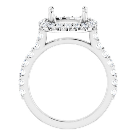 14K White Gold 9x9 mm Cushion 7/8 CTW Lab-Grown Diamond Semi-Set Engagement Ring