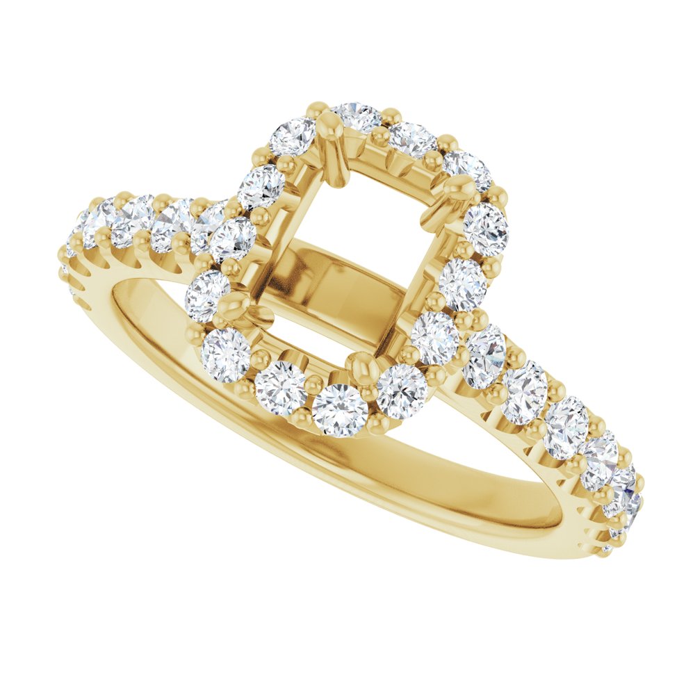 14K Yellow Gold 7x5 mm Emerald 5/8 CTW Natural Diamond Semi-Set Engagement Ring