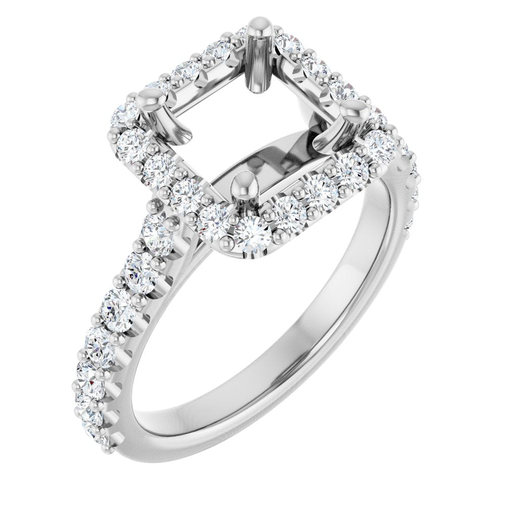 14K White Gold 6.5x6.5 mm Square 5/8 CTW Natural Diamond Semi-Set Engagement Ring