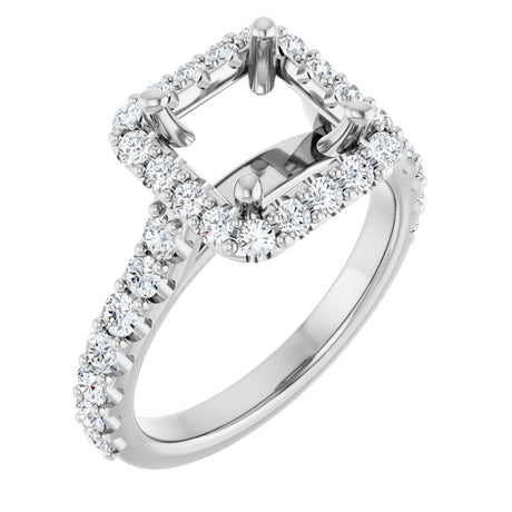 14K White Gold 6.5x6.5 mm Square 5/8 CTW Natural Diamond Semi-Set Engagement Ring