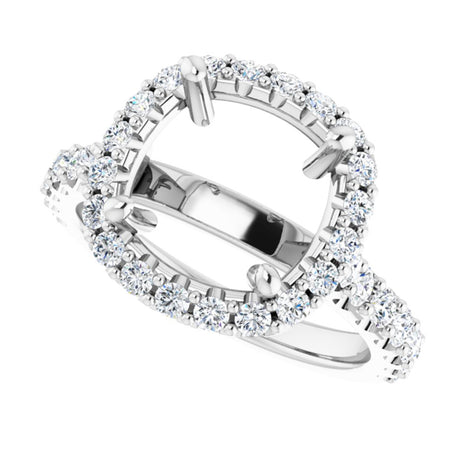 14K White Gold 9x9 mm Cushion 7/8 CTW Lab-Grown Diamond Semi-Set Engagement Ring