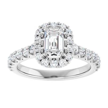 14K White Gold 6x4 mm Emerald 3/4 CTW Lab-Grown Diamond Semi-Set Engagement Ring