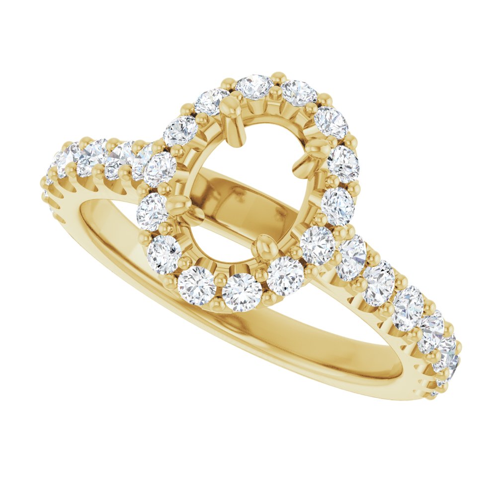 14K Yellow Gold 7x5 mm Oval 5/8 CTW Natural Diamond Semi-Set Engagement Ring