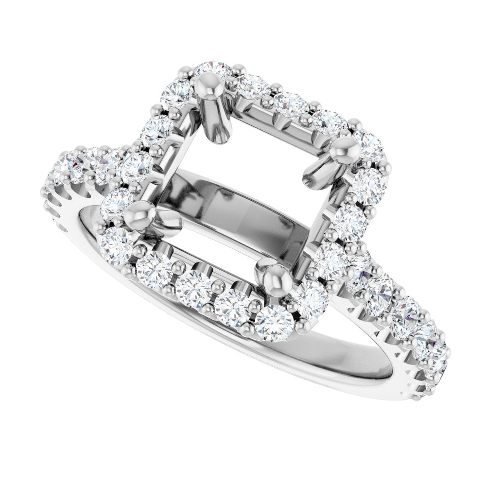 14K White Gold 6.5x6.5 mm Square 5/8 CTW Natural Diamond Semi-Set Engagement Ring