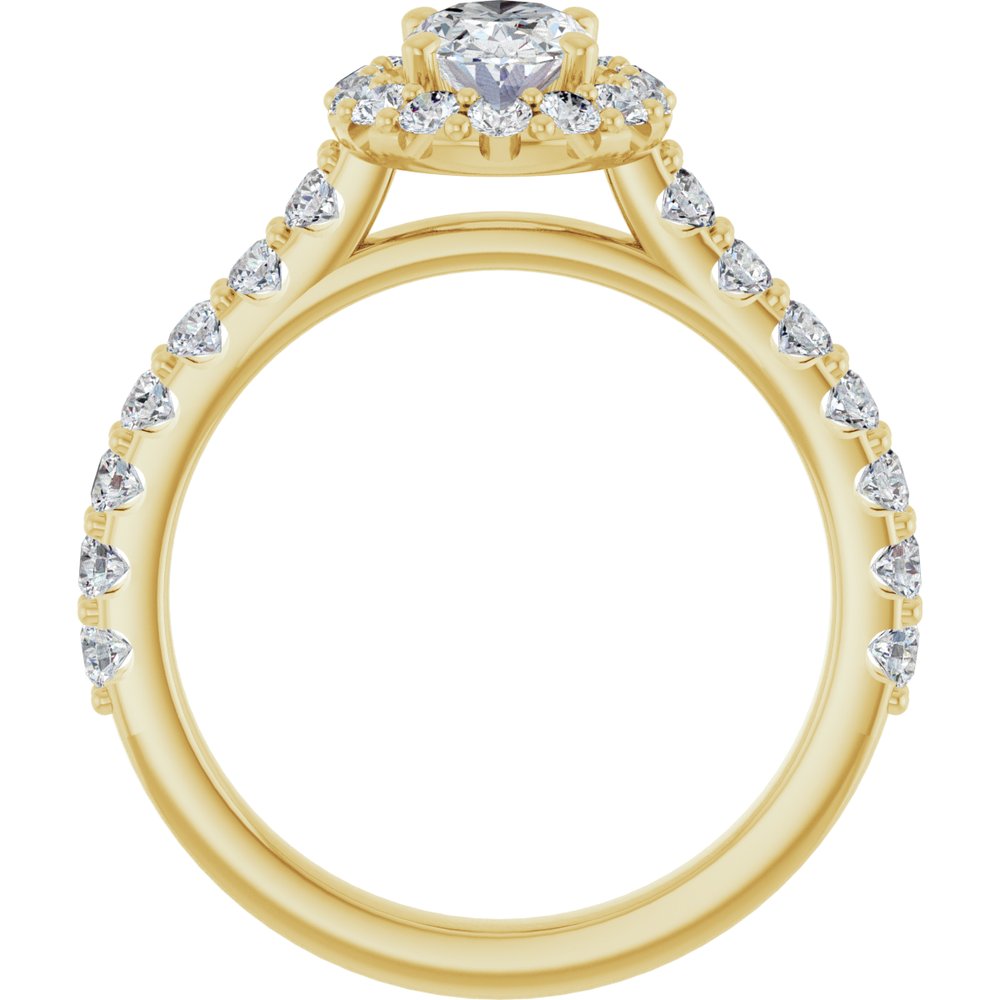 14K Yellow Gold 7x5 mm Oval 5/8 CTW Natural Diamond Semi-Set Engagement Ring