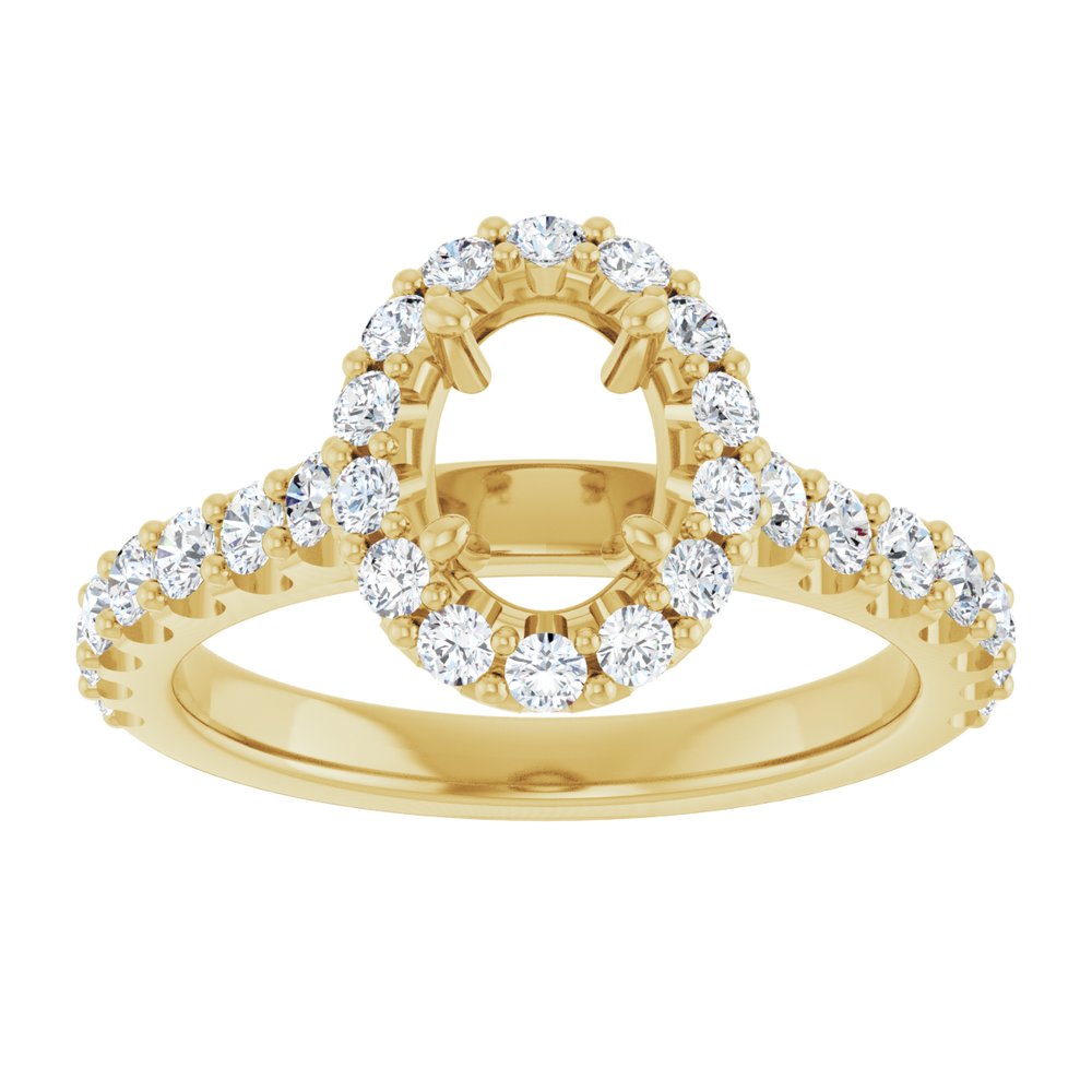 14K Yellow Gold 7x5 mm Oval 5/8 CTW Natural Diamond Semi-Set Engagement Ring