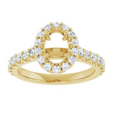 14K Yellow Gold 7x5 mm Oval 5/8 CTW Natural Diamond Semi-Set Engagement Ring