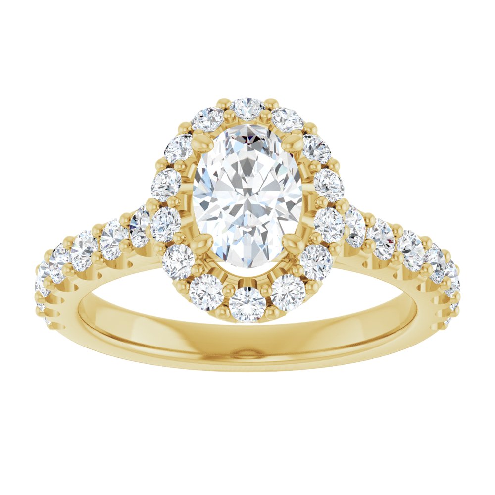 14K Yellow Gold 7x5 mm Oval 5/8 CTW Natural Diamond Semi-Set Engagement Ring