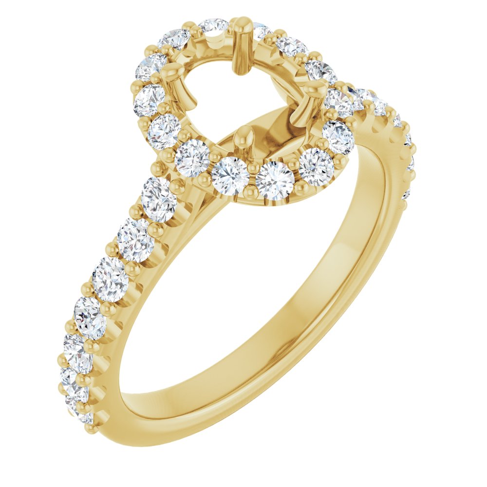 14K Yellow Gold 7x5 mm Oval 5/8 CTW Natural Diamond Semi-Set Engagement Ring