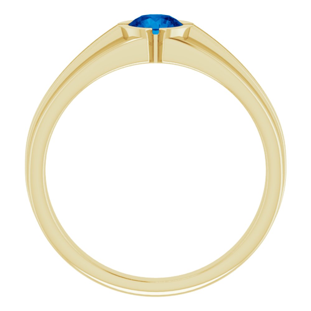 14K Yellow Lab-Grown Blue Sapphire Ring