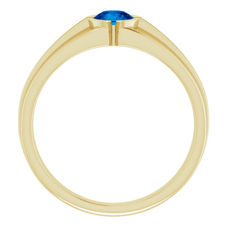 14K Yellow Lab-Grown Blue Sapphire Ring