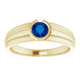 14K Yellow Lab-Grown Blue Sapphire Ring