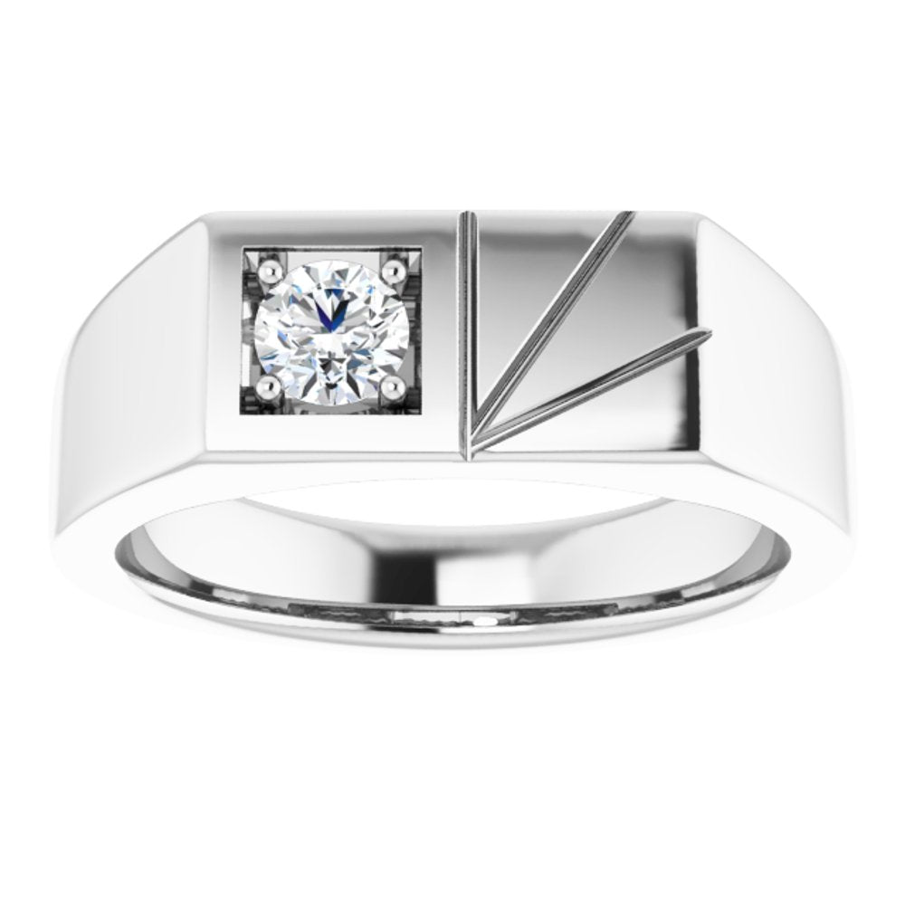 14K White 1/3 CT Natural Diamond Ring