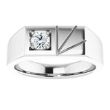 14K White 1/3 CT Natural Diamond Ring