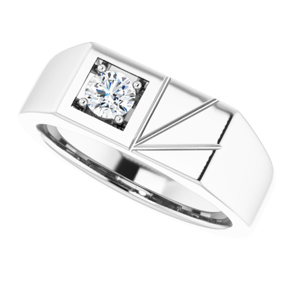 14K White 1/3 CT Natural Diamond Ring