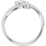 14K White 3/4 CTW Natural Diamond Two-Stone Ring