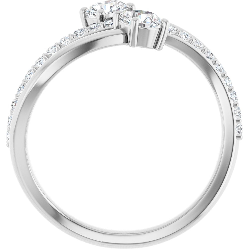 14K White Gold 3/4 CTW Lab-Grown Diamond Two-Stone Ring