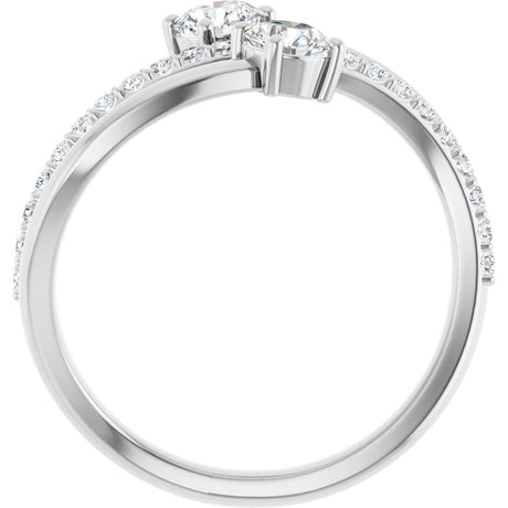 14K White Gold 3/4 CTW Lab-Grown Diamond Two-Stone Ring