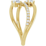 14K Yellow Gold 3/4 CTW Natural Diamond Two-Stone Ring