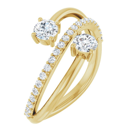 14K Yellow Gold 3/4 CTW Natural Diamond Two-Stone Ring
