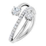 14K White 3/4 CTW Lab-Grown Diamond Two-Stone Ring