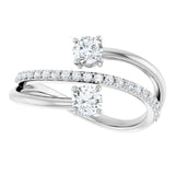 14K White 3/4 CTW Natural Diamond Two-Stone Ring