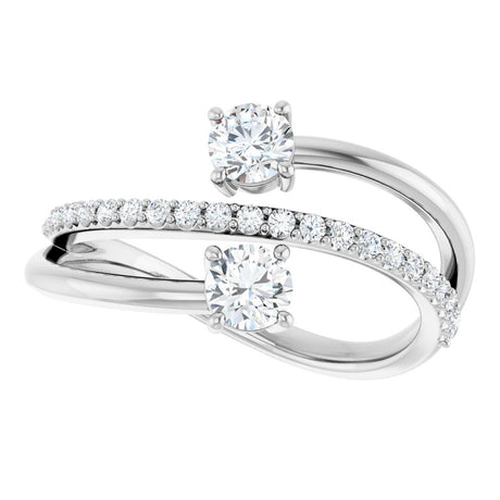 14K White 3/4 CTW Lab-Grown Diamond Two-Stone Ring