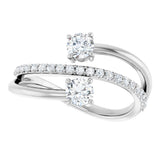 14K White Gold 3/4 CTW Lab-Grown Diamond Two-Stone Ring
