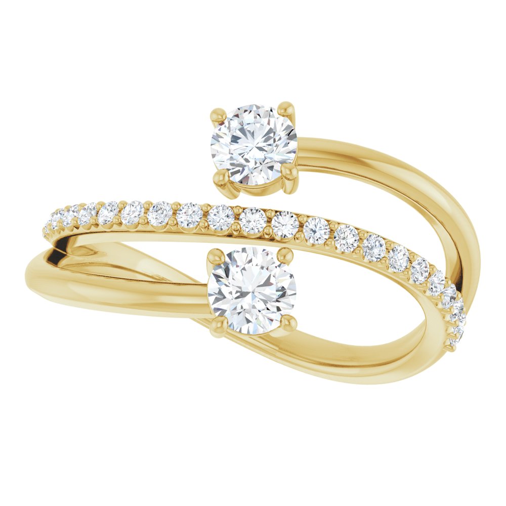 14K Yellow Gold 3/4 CTW Natural Diamond Two-Stone Ring