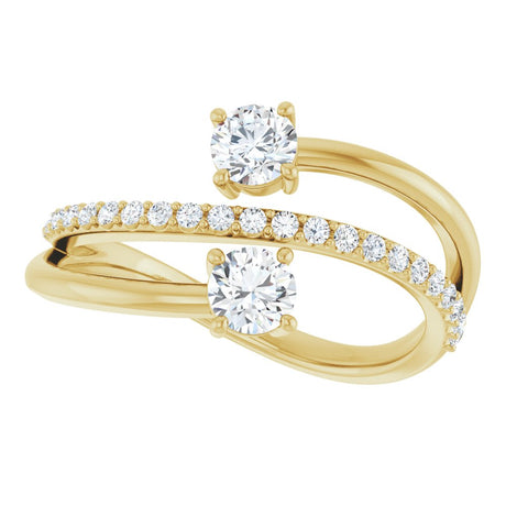 14K Yellow Gold 3/4 CTW Natural Diamond Two-Stone Ring