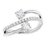 14K White 3/4 CTW Natural Diamond Two-Stone Ring