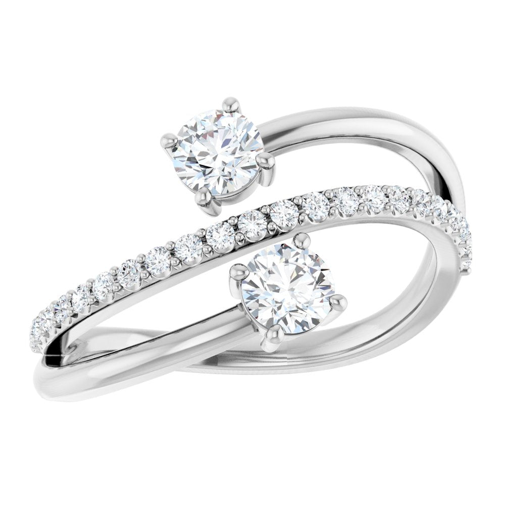 14K White 3/4 CTW Lab-Grown Diamond Two-Stone Ring