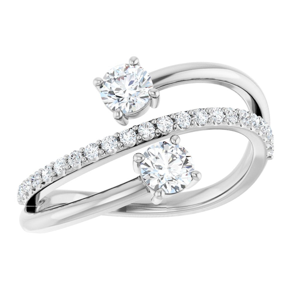 14K White Gold 3/4 CTW Natural Diamond Two-Stone Ring