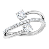 14K White Gold 3/4 CTW Natural Diamond Two-Stone Ring