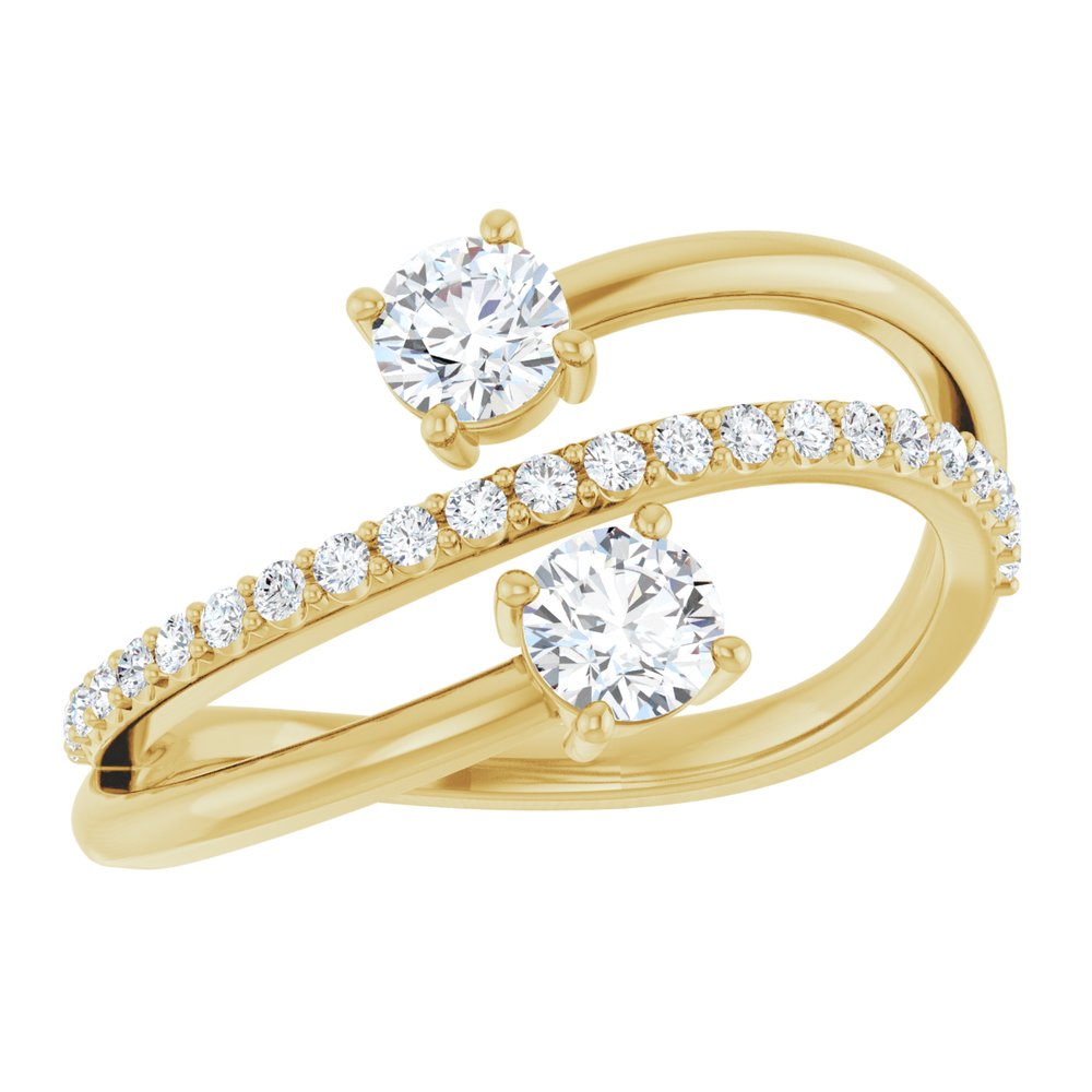 14K Yellow Gold 3/4 CTW Natural Diamond Two-Stone Ring