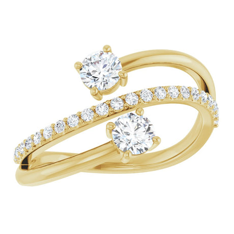 14K Yellow Gold 3/4 CTW Natural Diamond Two-Stone Ring