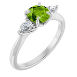 14K White Gold Natural Peridot & 1/4 CTW Natural Diamond Ring  