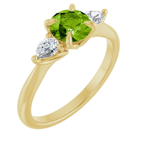 14K Yellow Gold Natural Peridot & 1/4 CTW Natural Diamond Ring  