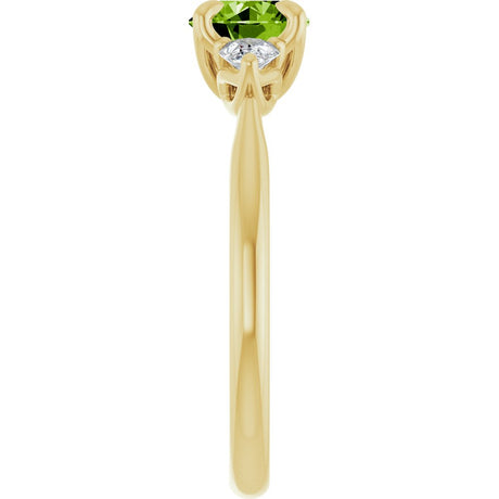 14K Yellow Gold Natural Peridot & 1/4 CTW Natural Diamond Ring  