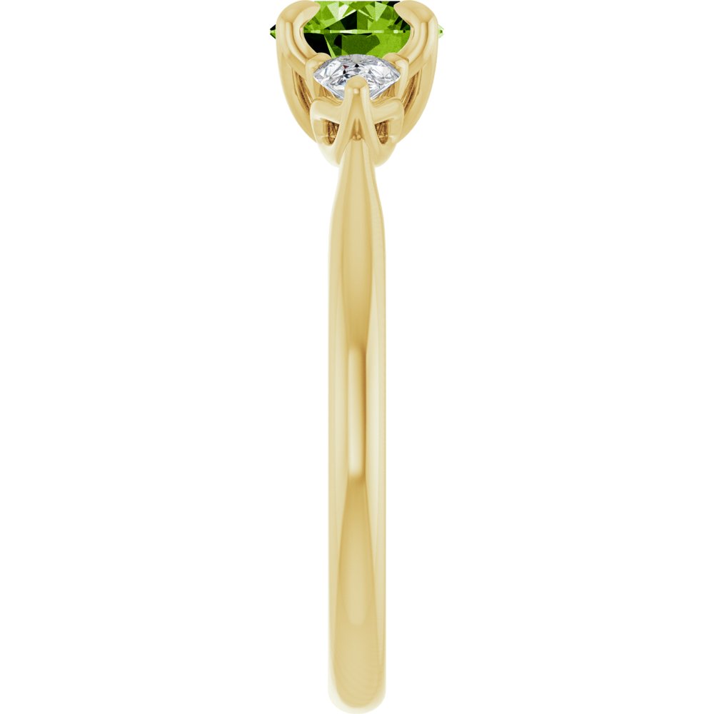 14K Yellow Gold Natural Peridot & 1/4 CTW Natural Diamond Ring  