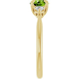 14K Yellow Gold Natural Peridot & 1/4 CTW Natural Diamond Ring  