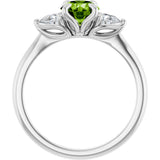 14K White Gold Natural Peridot & 1/4 CTW Natural Diamond Ring  