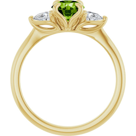 14K Yellow Natural Peridot & 1/4 CTW Natural Diamond Ring