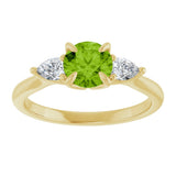 14K Yellow Gold Natural Peridot & 1/4 CTW Natural Diamond Ring  
