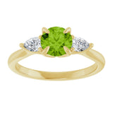 14K Yellow Natural Peridot & 1/4 CTW Natural Diamond Ring